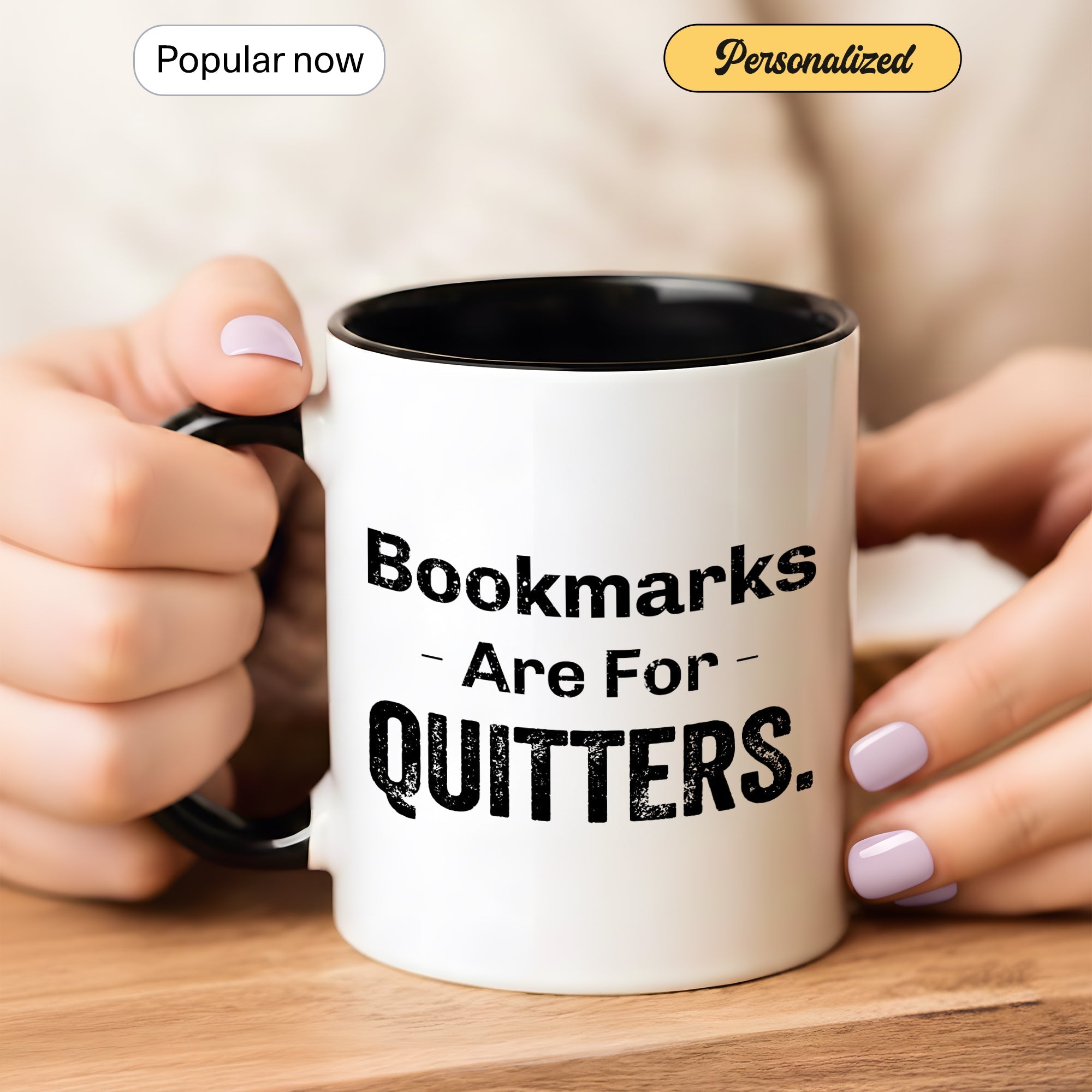 Bookmarks Are For Quitters Mug – Funny Book Lover Coffee Cup – Reader Humor Gift – Multi Color Ringer Mug 11oz 15oz |Mug 105